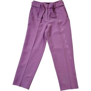 Ann Taylor Women's Purple Belted High Waisted Taper Office Pant Size 2